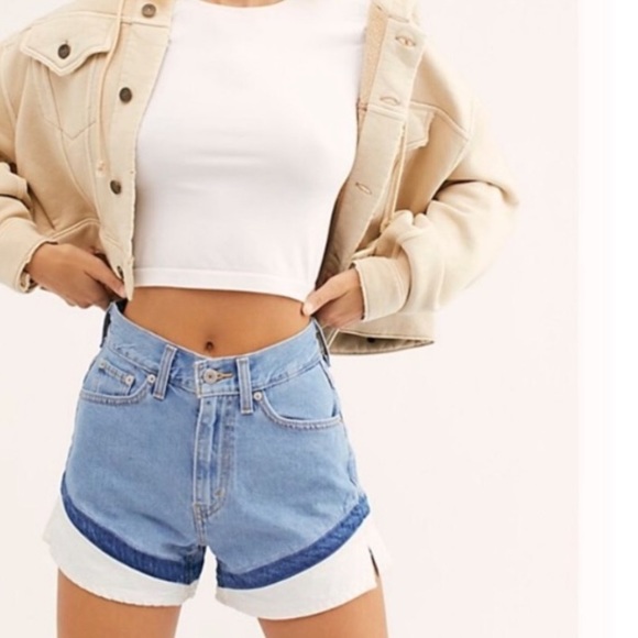 a line denim shorts